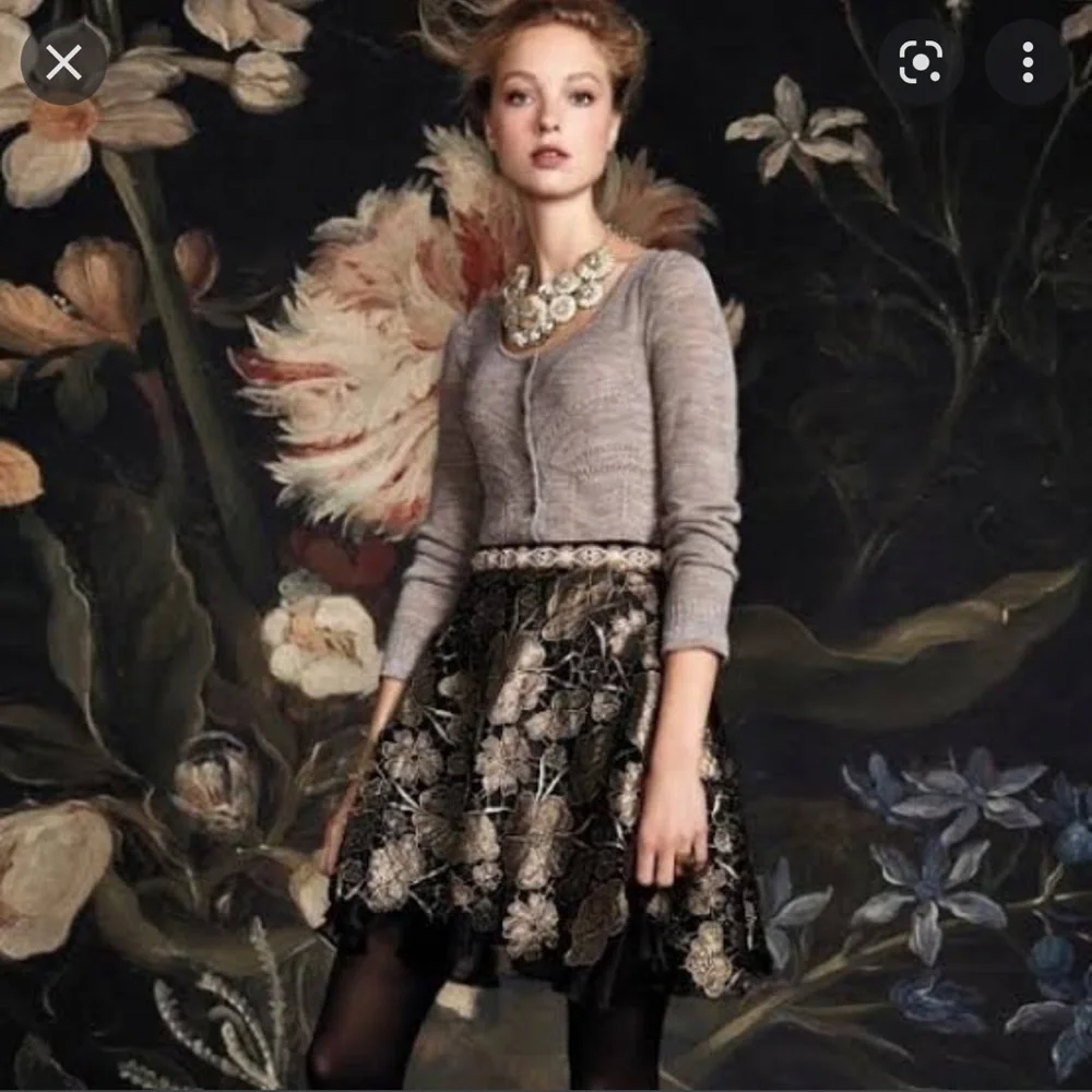 Anthropologie Eva France Gold and Black Skater Skirt - Picture 2 of 5